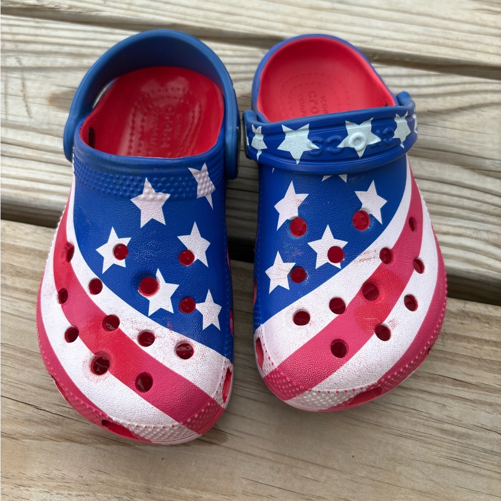 Crocs Kids C11 | Red White & Blue Patriotic Stars Design